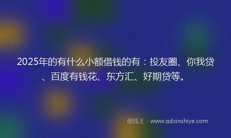 2025年的有什么小额借钱的有：投友圈、你我贷、百度有钱花、东方汇、好期贷等。
