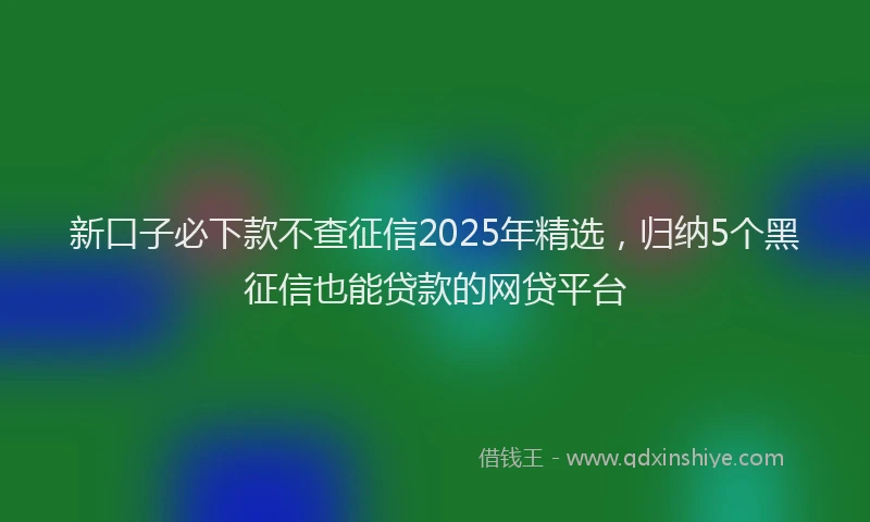 新口子必下款不查征信2025年精选，归纳5个黑征信也能贷款的网贷平台