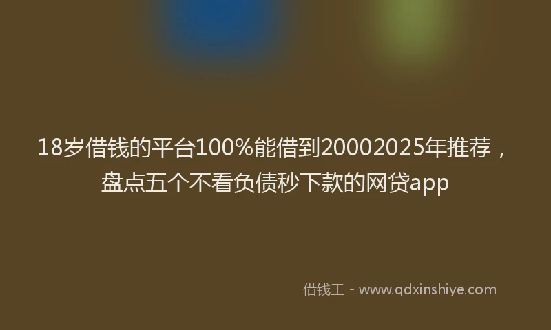 18岁借钱的平台100%能借到20002025年推荐，盘点五个不看负债秒下款的网贷app