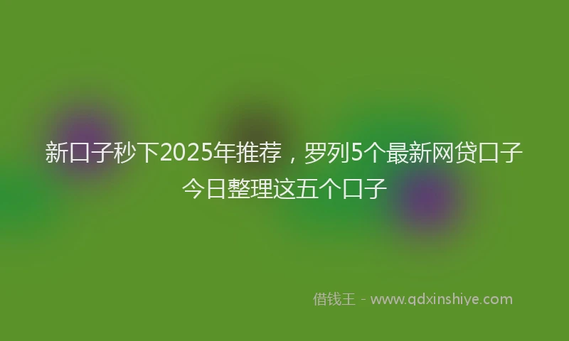 新口子秒下2025年推荐，罗列5个最新网贷口子今日整理这五个口子