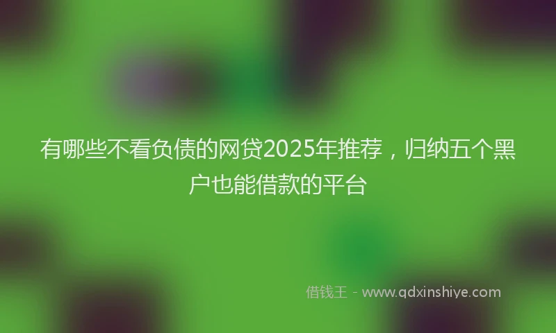 有哪些不看负债的网贷2025年推荐，归纳五个黑户也能借款的平台