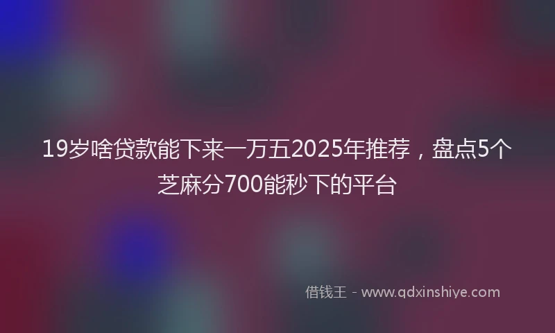 19岁啥贷款能下来一万五2025年推荐，盘点5个芝麻分700能秒下的平台