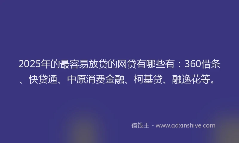 2025年的最容易放贷的网贷有哪些有：360借条、快贷通、中原消费金融、柯基贷、融逸花等。