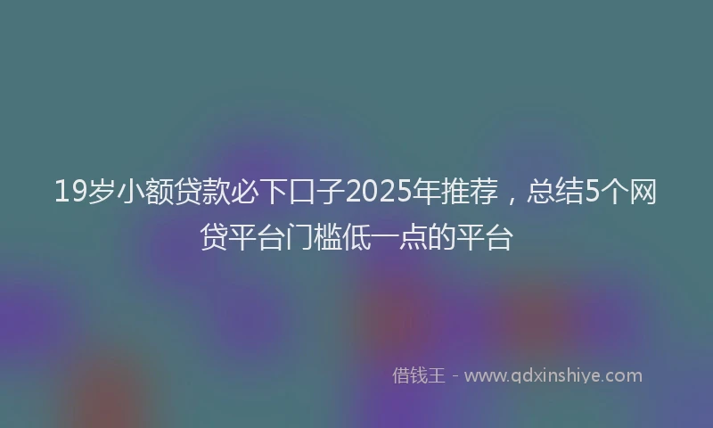 19岁小额贷款必下口子2025年推荐，总结5个网贷平台门槛低一点的平台