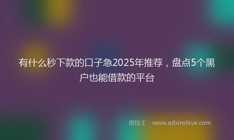 有什么秒下款的口子急2025年推荐，盘点5个黑户也能借款的平台