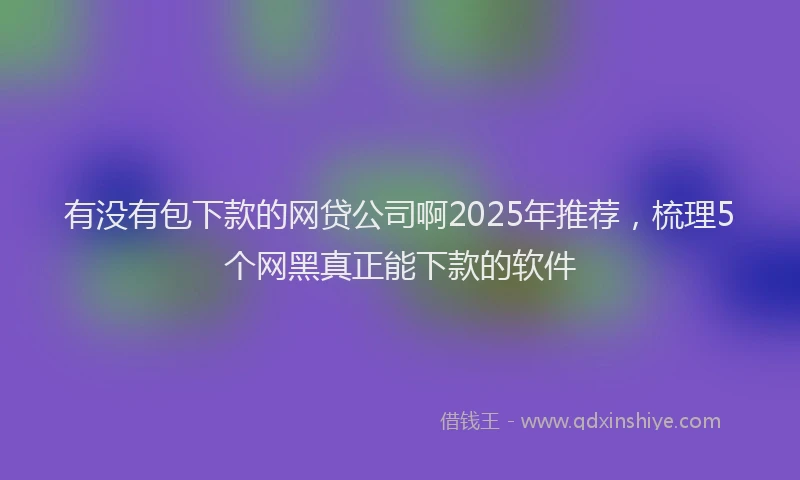 有没有包下款的网贷公司啊2025年推荐，梳理5个网黑真正能下款的软件