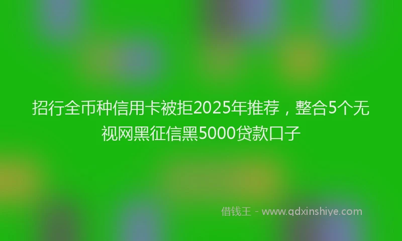 招行全币种信用卡被拒2025年推荐，整合5个无视网黑征信黑5000贷款口子