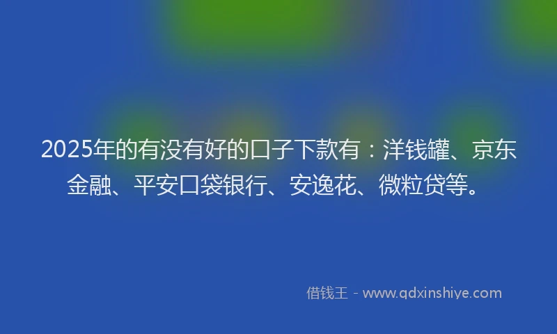 2025年的有没有好的口子下款有：洋钱罐、京东金融、平安口袋银行、安逸花、微粒贷等。