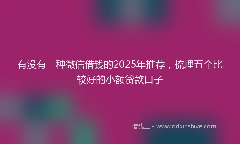 有没有一种微信借钱的2025年推荐，梳理五个比较好的小额贷款口子