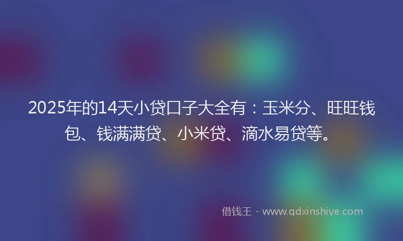 2025年的14天小贷口子大全有：玉米分、旺旺钱包、钱满满贷、小米贷、滴水易贷等。