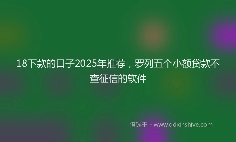 18下款的口子2025年推荐，罗列五个小额贷款不查征信的软件