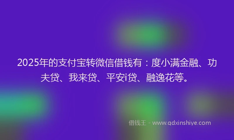 2025年的支付宝转微信借钱有：度小满金融、功夫贷、我来贷、平安i贷、融逸花等。