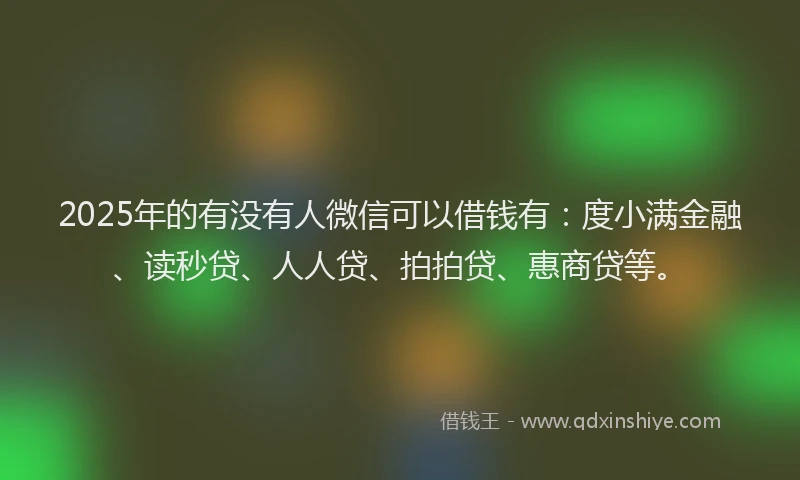 2025年的有没有人微信可以借钱有：度小满金融、读秒贷、人人贷、拍拍贷、惠商贷等。