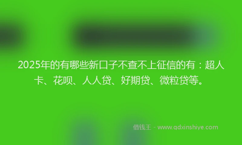2025年的有哪些新口子不查不上征信的有：超人卡、花呗、人人贷、好期贷、微粒贷等。