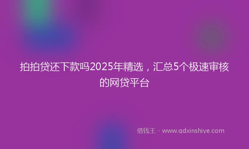 拍拍贷还下款吗2025年精选，汇总5个极速审核的网贷平台