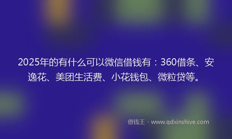 2025年的有什么可以微信借钱有：360借条、安逸花、美团生活费、小花钱包、微粒贷等。