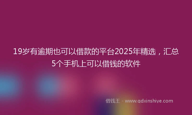 19岁有逾期也可以借款的平台2025年精选，汇总5个手机上可以借钱的软件