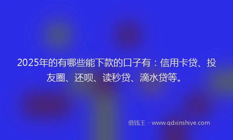 2025年的有哪些能下款的口子有：信用卡贷、投友圈、还呗、读秒贷、滴水贷等。