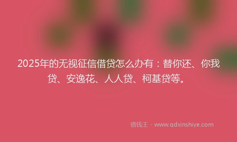 2025年的无视征信借贷怎么办有：替你还、你我贷、安逸花、人人贷、柯基贷等。