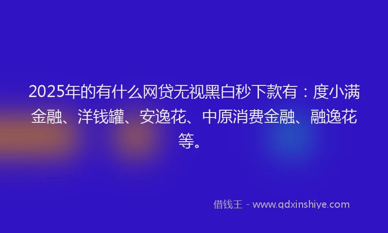 2025年的有什么网贷无视黑白秒下款有：度小满金融、洋钱罐、安逸花、中原消费金融、融逸花等。