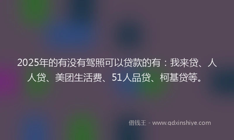 2025年的有没有驾照可以贷款的有：我来贷、人人贷、美团生活费、51人品贷、柯基贷等。