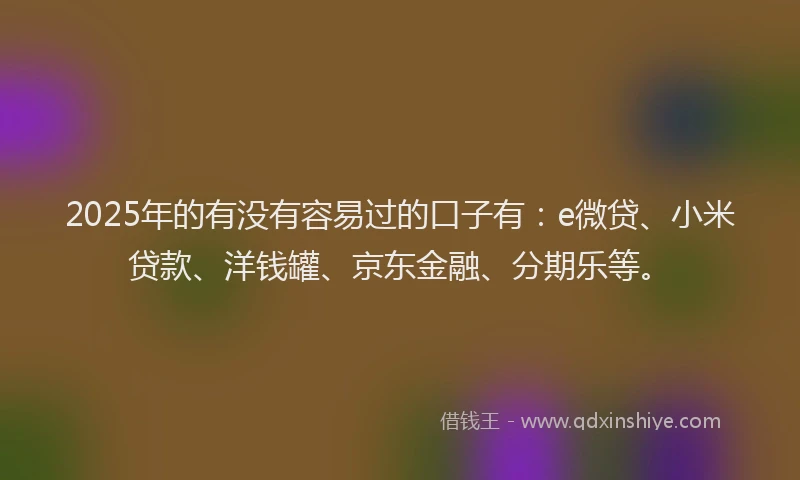2025年的有没有容易过的口子有：e微贷、小米贷款、洋钱罐、京东金融、分期乐等。