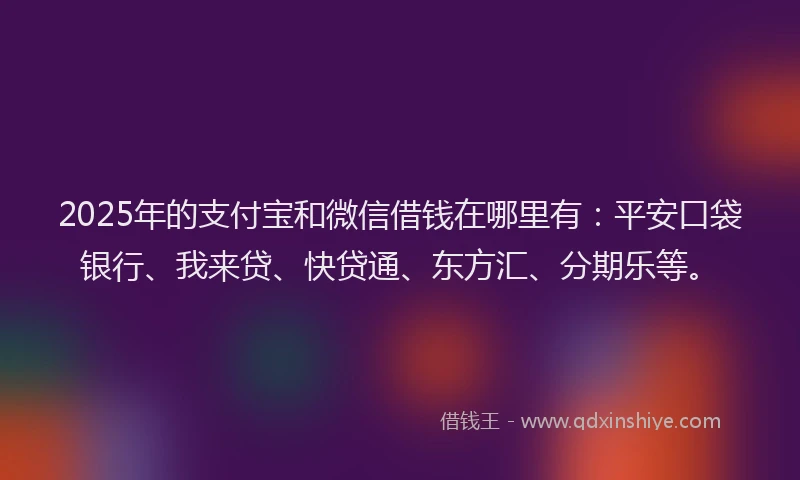 2025年的支付宝和微信借钱在哪里有：平安口袋银行、我来贷、快贷通、东方汇、分期乐等。