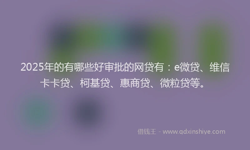 2025年的有哪些好审批的网贷有：e微贷、维信卡卡贷、柯基贷、惠商贷、微粒贷等。