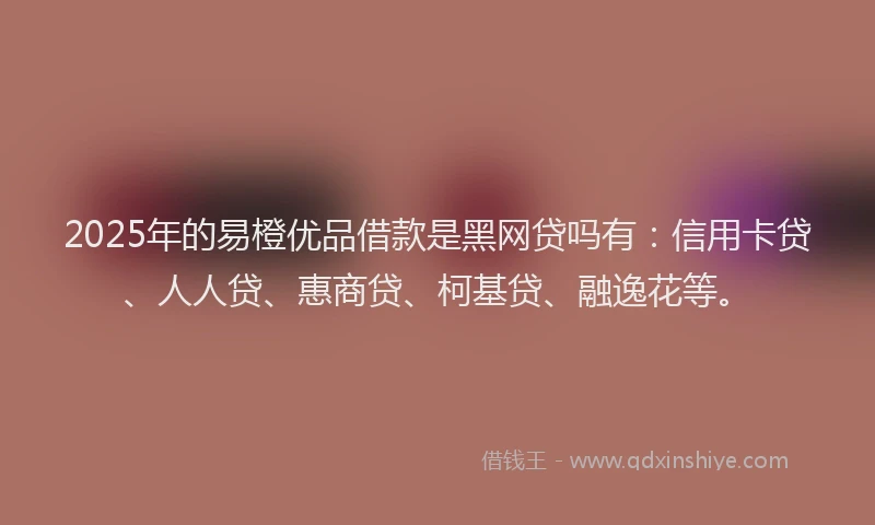 2025年的易橙优品借款是黑网贷吗有：信用卡贷、人人贷、惠商贷、柯基贷、融逸花等。