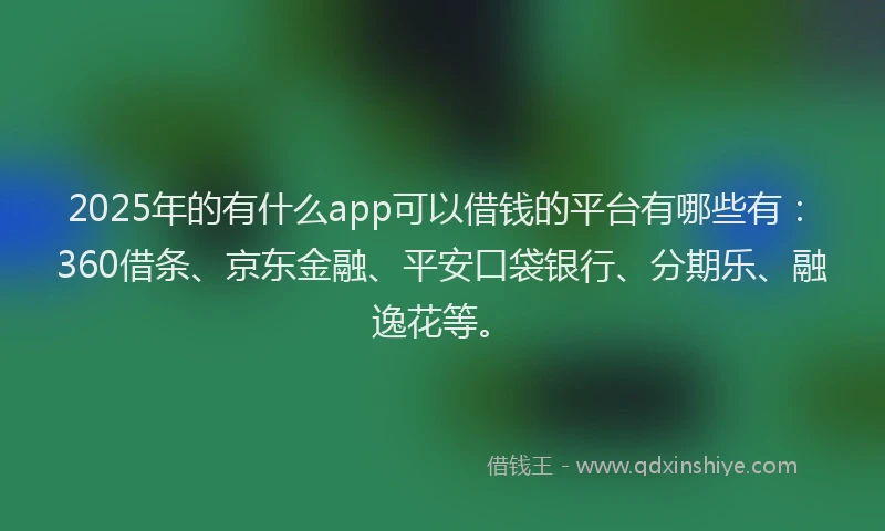 2025年的有什么app可以借钱的平台有哪些有：360借条、京东金融、平安口袋银行、分期乐、融逸花等。