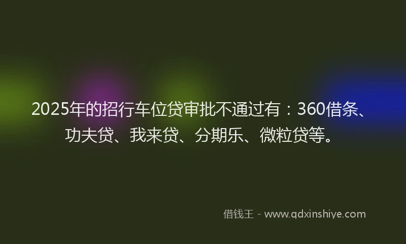 2025年的招行车位贷审批不通过有：360借条、功夫贷、我来贷、分期乐、微粒贷等。