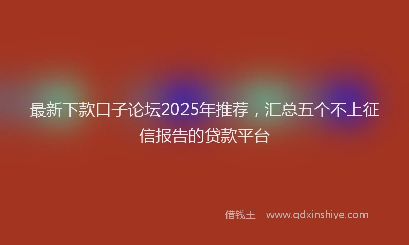 最新下款口子论坛2025年推荐，汇总五个不上征信报告的贷款平台