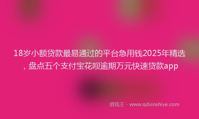 18岁小额贷款最易通过的平台急用钱2025年精选，盘点五个支付宝花呗逾期万元快速贷款app