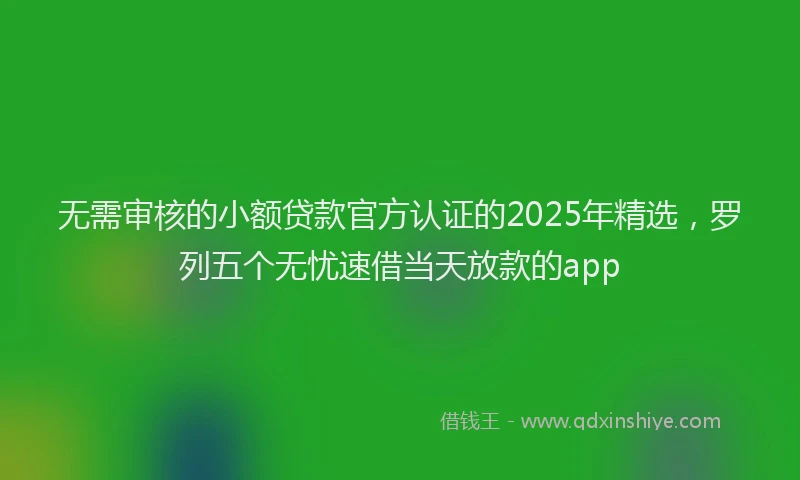 无需审核的小额贷款官方认证的2025年精选，罗列五个无忧速借当天放款的app