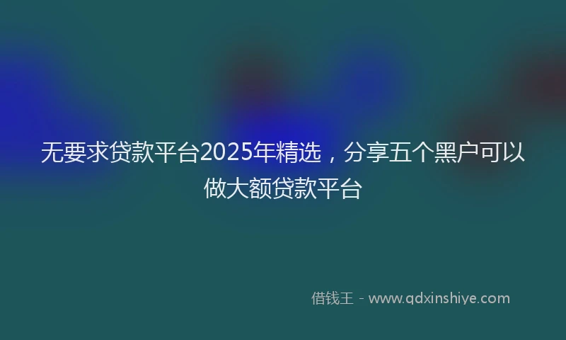 无要求贷款平台2025年精选，分享五个黑户可以做大额贷款平台