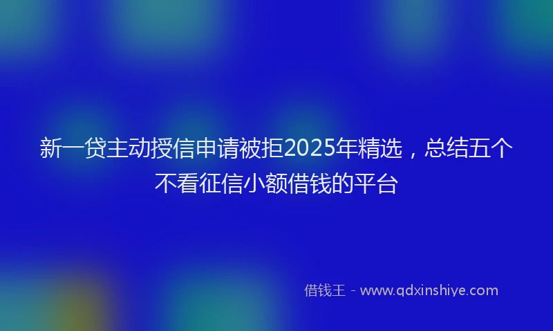 新一贷主动授信申请被拒2025年精选，总结五个不看征信小额借钱的平台