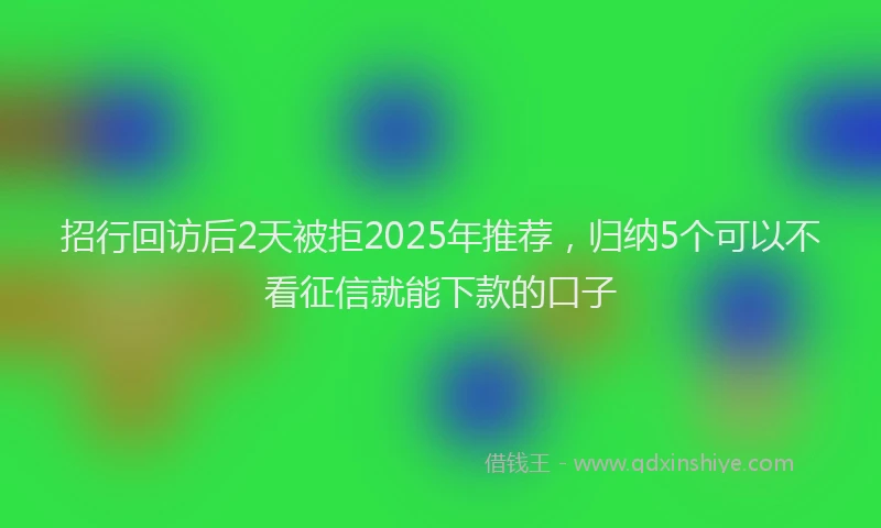 招行回访后2天被拒2025年推荐，归纳5个可以不看征信就能下款的口子