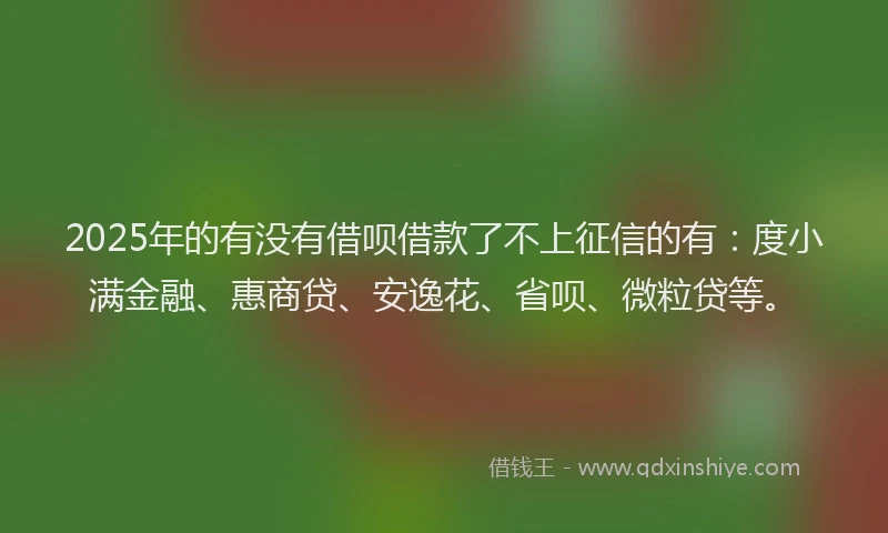2025年的有没有借呗借款了不上征信的有：度小满金融、惠商贷、安逸花、省呗、微粒贷等。