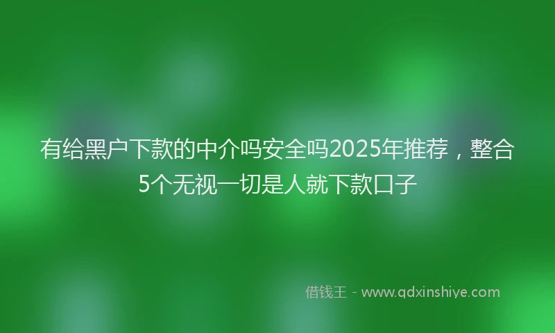 有给黑户下款的中介吗安全吗2025年推荐，整合5个无视一切是人就下款口子