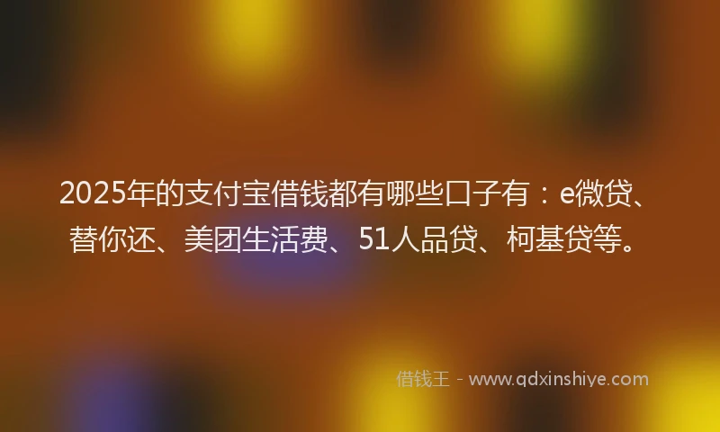 2025年的支付宝借钱都有哪些口子有：e微贷、替你还、美团生活费、51人品贷、柯基贷等。