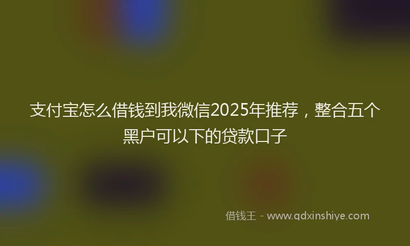 支付宝怎么借钱到我微信2025年推荐，整合五个黑户可以下的贷款口子