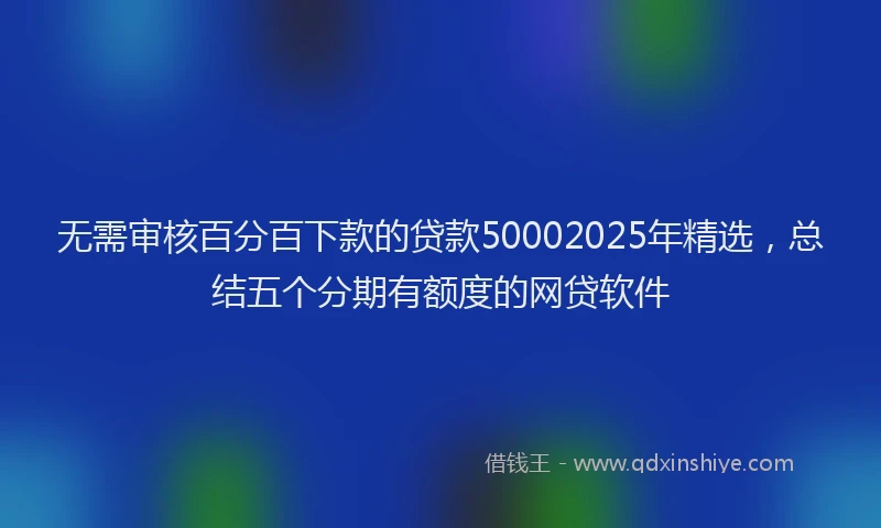 无需审核百分百下款的贷款50002025年精选，总结五个分期有额度的网贷软件
