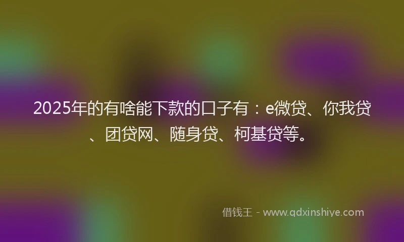 2025年的有啥能下款的口子有：e微贷、你我贷、团贷网、随身贷、柯基贷等。