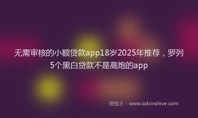 无需审核的小额贷款app18岁2025年推荐，罗列5个黑白贷款不是高炮的app