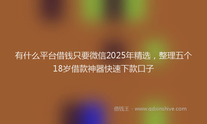 有什么平台借钱只要微信2025年精选，整理五个18岁借款神器快速下款口子