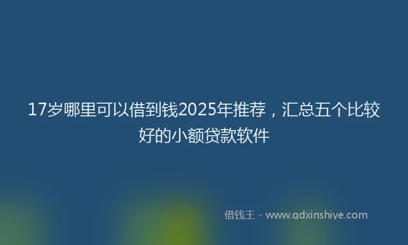 17岁哪里可以借到钱2025年推荐，汇总五个比较好的小额贷款软件