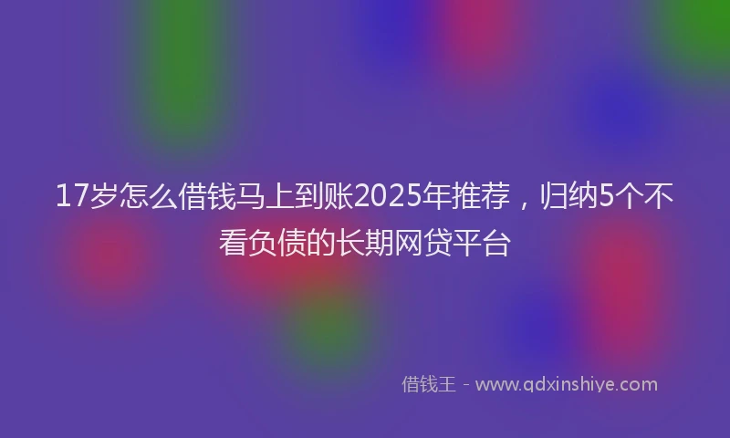 17岁怎么借钱马上到账2025年推荐，归纳5个不看负债的长期网贷平台