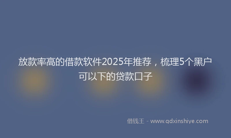 放款率高的借款软件2025年推荐，梳理5个黑户可以下的贷款口子