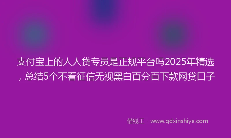 支付宝上的人人贷专员是正规平台吗2025年精选，总结5个不看征信无视黑白百分百下款网贷口子