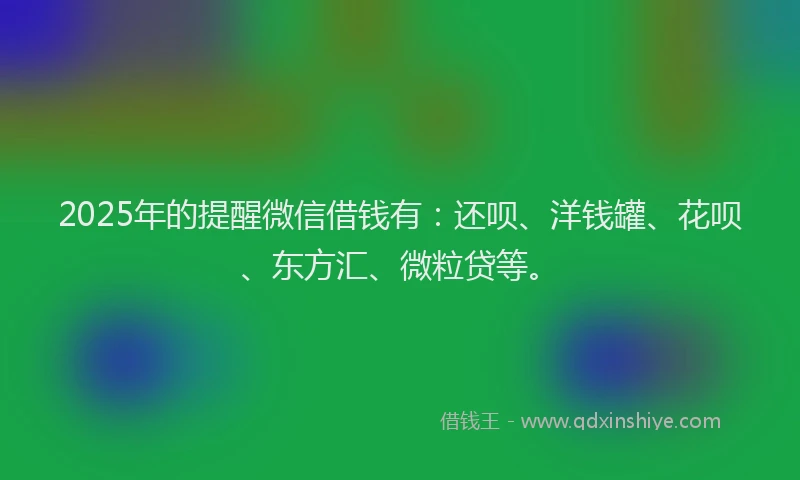 2025年的提醒微信借钱有：还呗、洋钱罐、花呗、东方汇、微粒贷等。